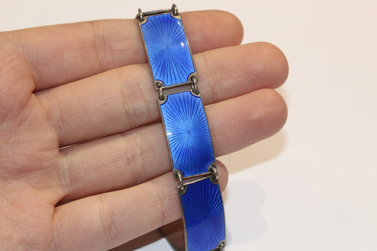 Finn Jensen Norwegian Silver and Blue Enamel Bracelet