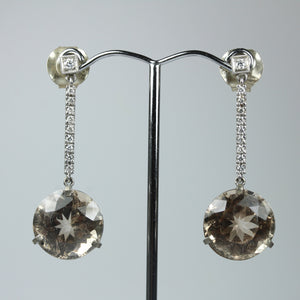 18ct White Gold Sherry Topaz And Diamonds Drop Earrings