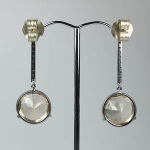 18ct White Gold Sherry Topaz And Diamonds Drop Earrings