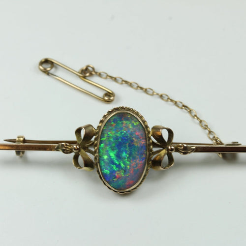 9ct Rose Gold Opal Bar Brooch