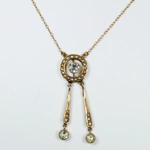 Antique Aquamarine and Seed Pearl Necklace