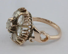 Antique 9ct Rose Gold Foiled-Back Diamond Cluster Ring