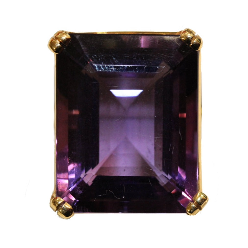 9ct Yellow Gold Large Amethyst Cocktail Ring