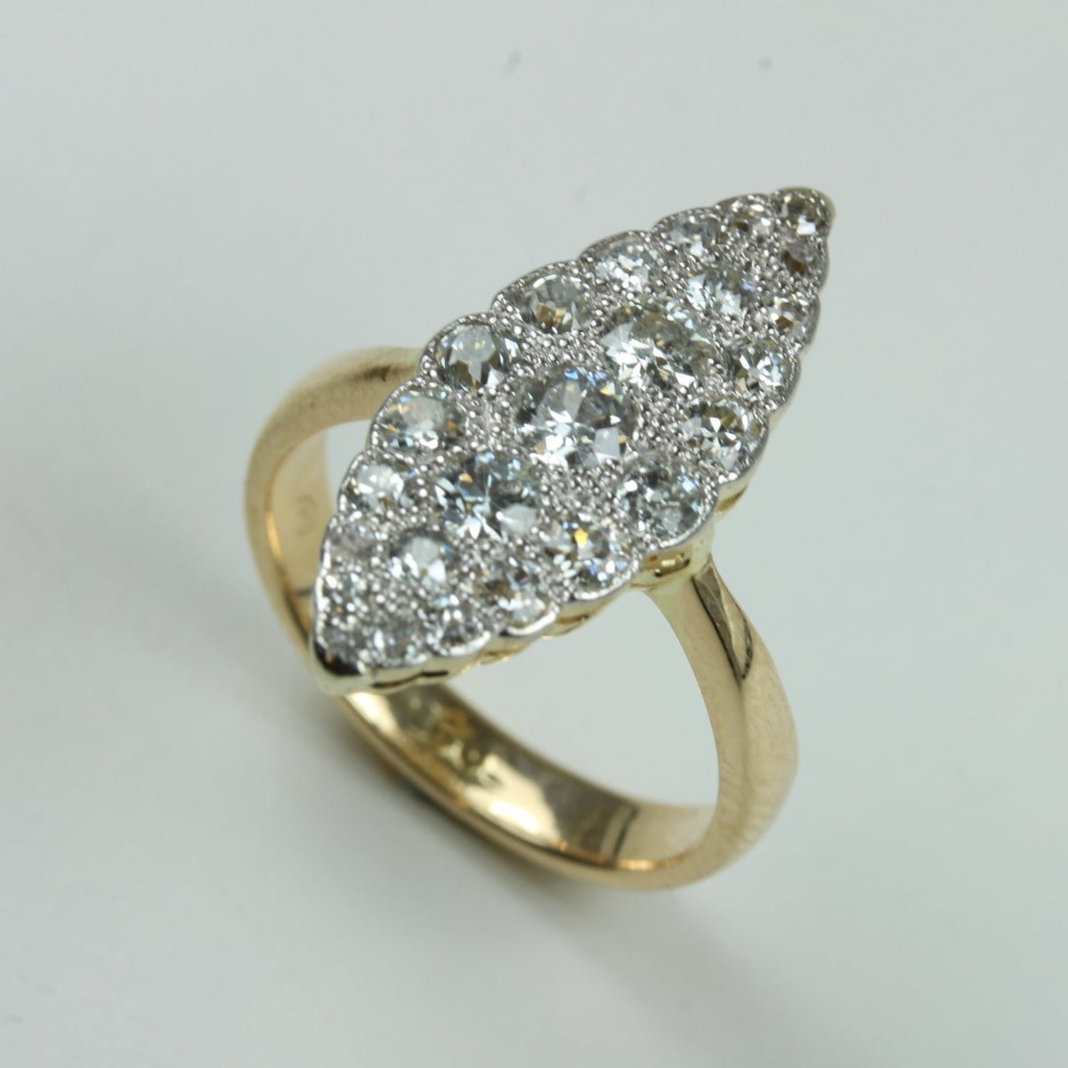 Antique Platinum Diamond Marquis Cluster Dress Ring