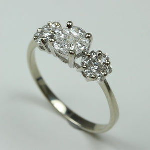 18ct White Gold Diamond Trilogy Cluster Ring