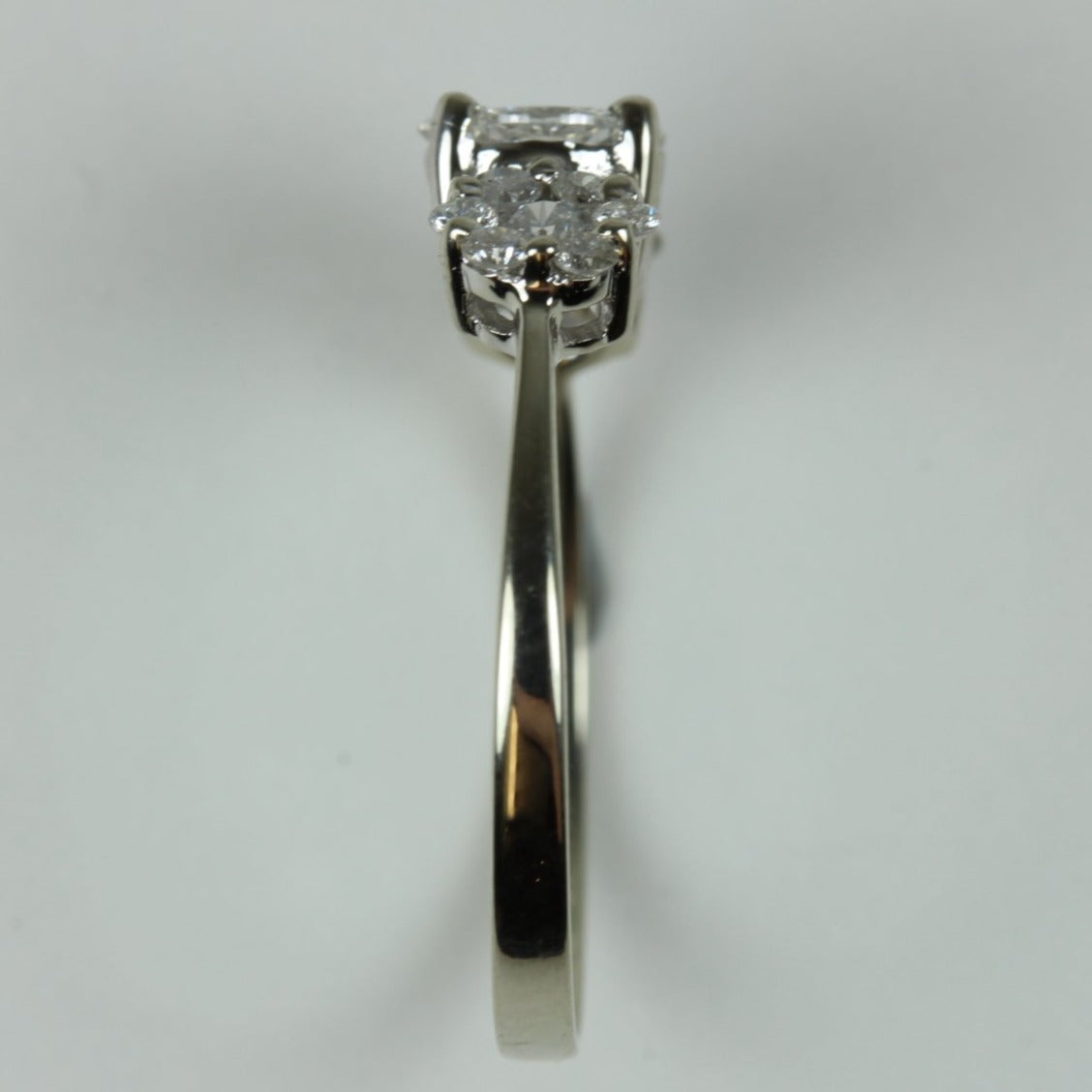 18ct White Gold Diamond Trilogy Cluster Ring