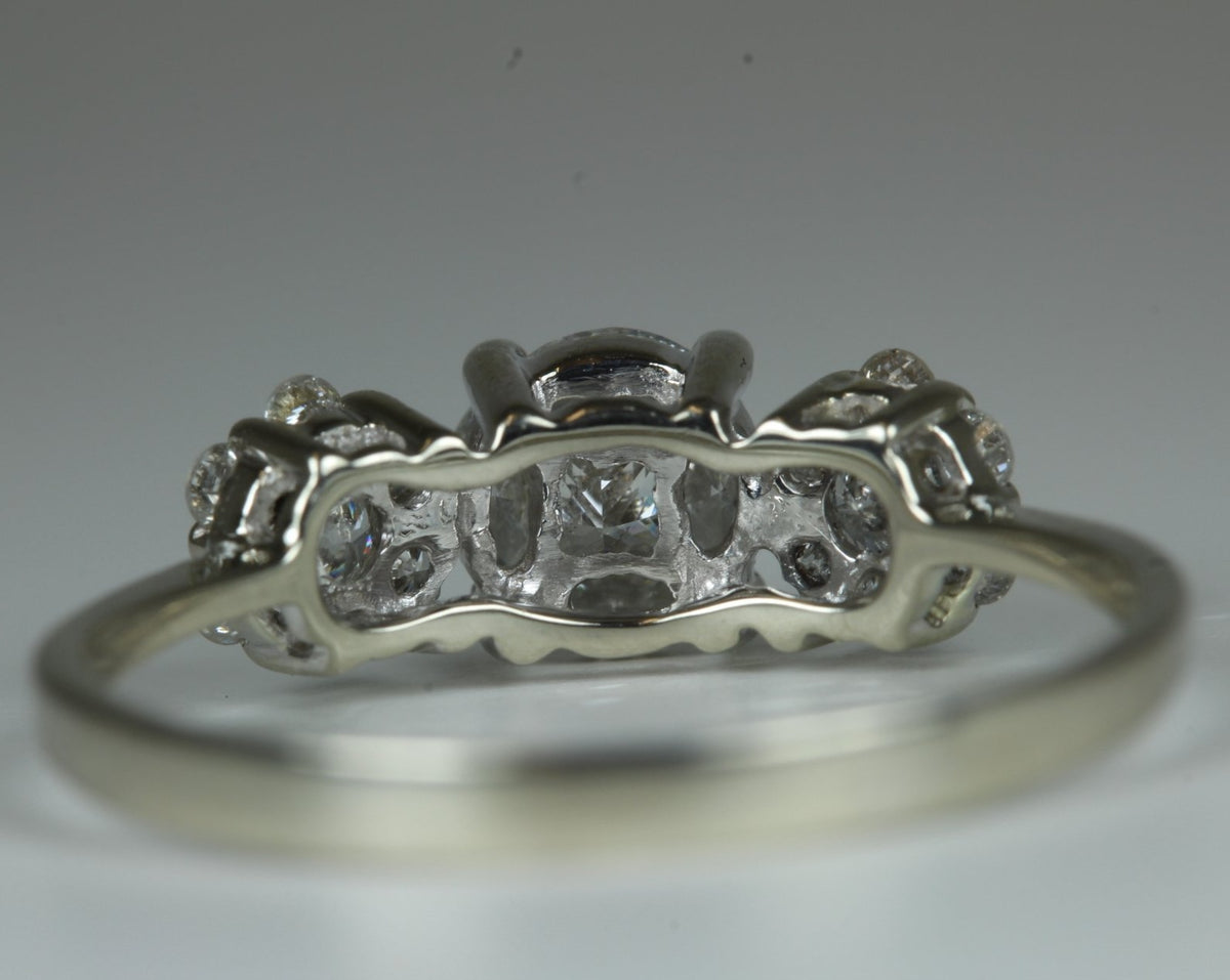 18ct White Gold Diamond Trilogy Cluster Ring