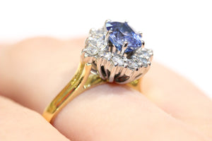 Vintage Synthetic Sapphire and Diamond Ring