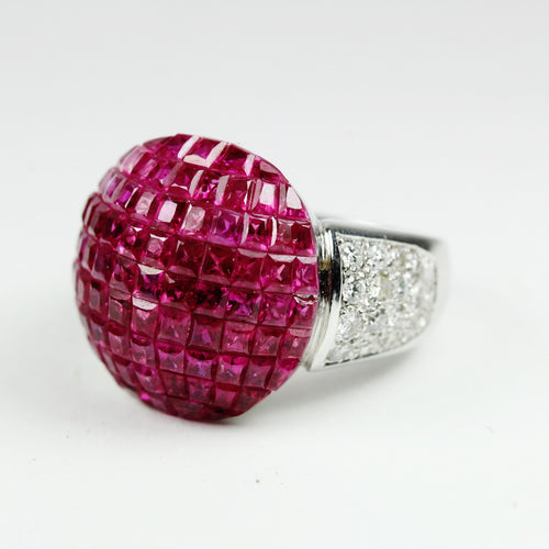 9ct White Gold Ruby and Diamond Ring