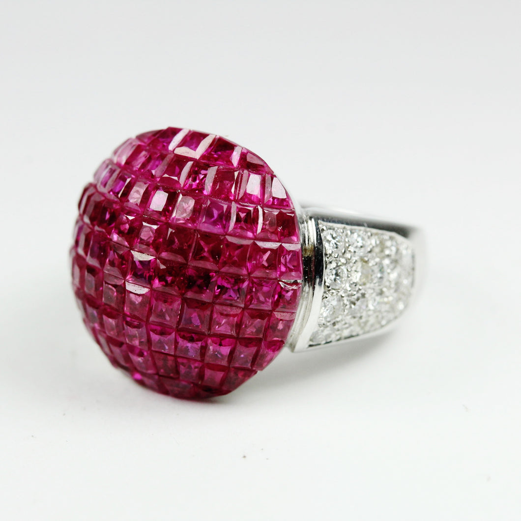 9ct White Gold Ruby and Diamond Ring