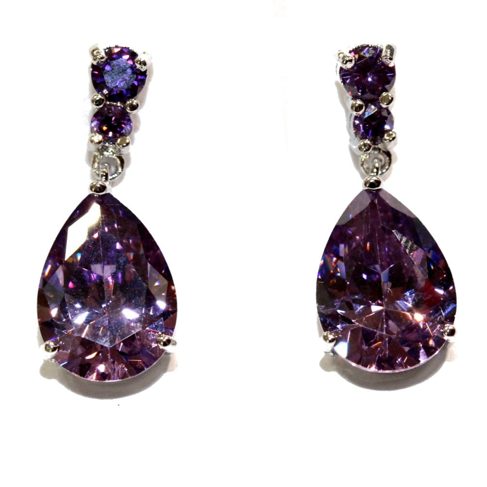 Purple Crystal CZ Earrings