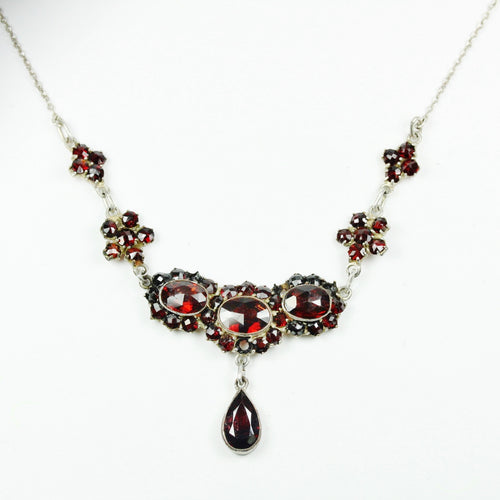 Antique Sterling Silver Garnet Necklace