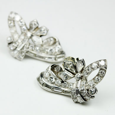 Antique Platinum Diamond Stud Earrings