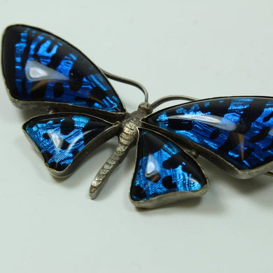 Sterling Silver Butterfly Wing  and Rock Crystal Brooch