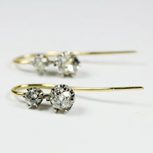 Antique 9ct Yellow Gold Old Cut Diamond Drop Earrings