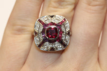 9ct White Gold Cushion Cut Ruby and Diamond Cocktail Ring