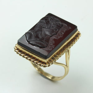 9ct Yellow Gold Carved Carnelian Cameo Ring