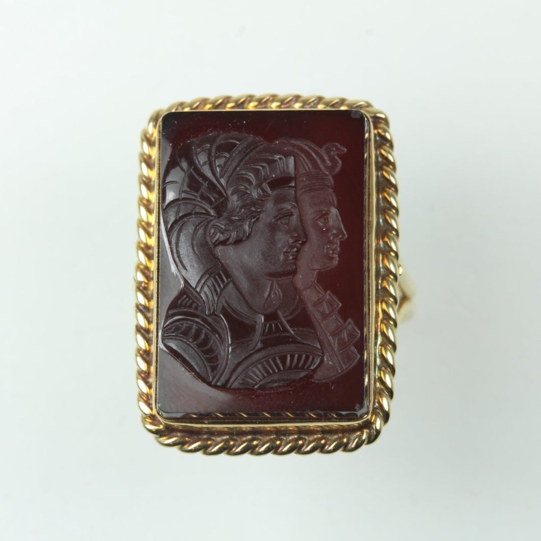 9ct Yellow Gold Carved Carnelian Cameo Ring