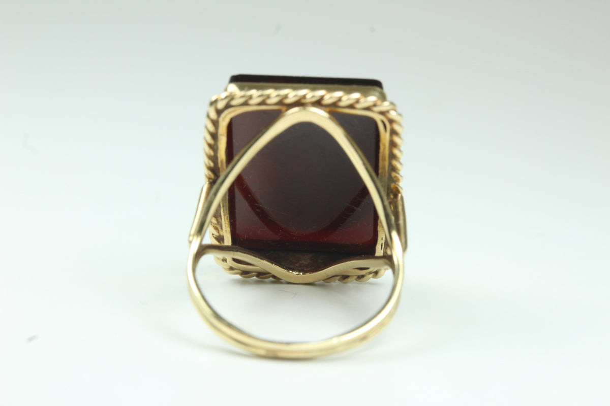 9ct Yellow Gold Carved Carnelian Cameo Ring