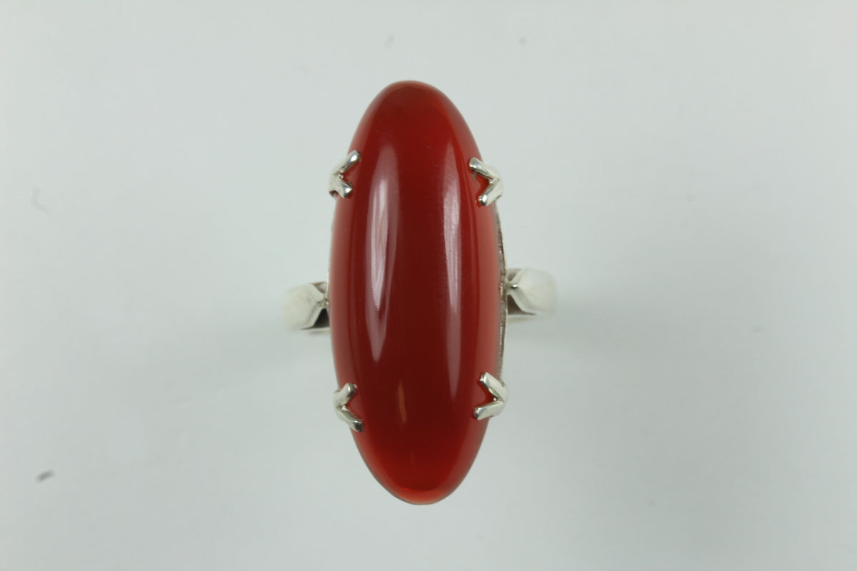 Natural Cut Claw Set Carnelian Sterling Silver Ring