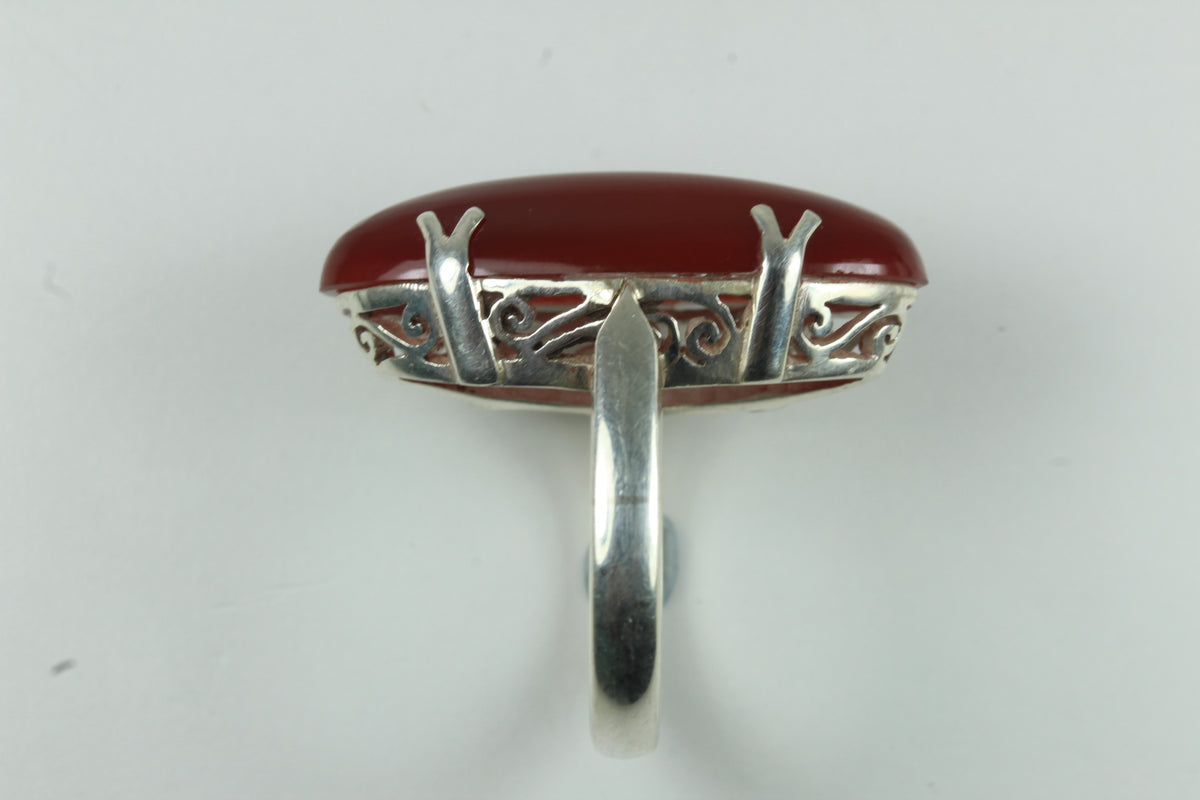 Natural Cut Claw Set Carnelian Sterling Silver Ring