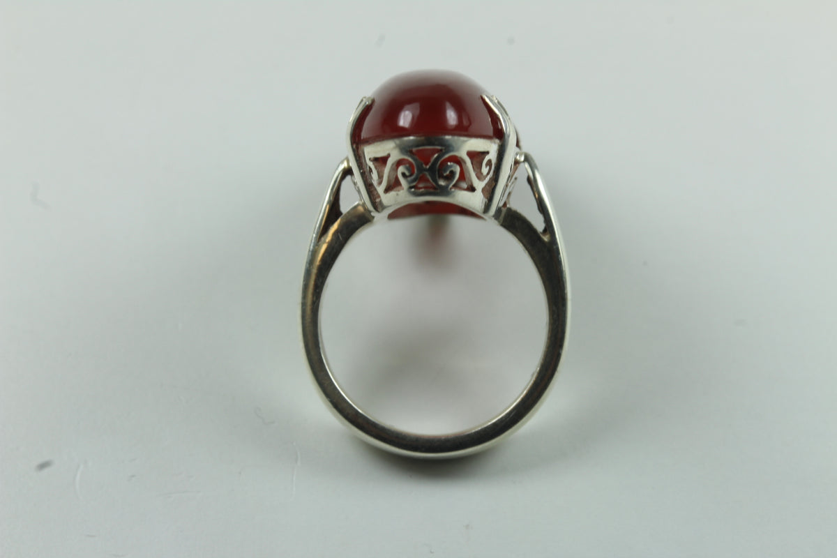 Natural Cut Claw Set Carnelian Sterling Silver Ring
