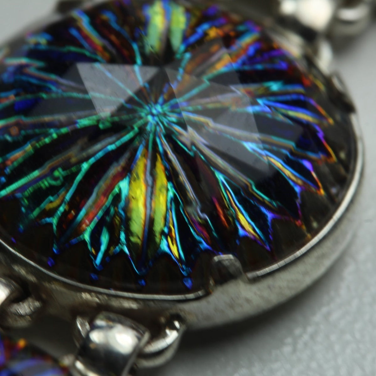 Harlequin Glass and Sterling Silver Bracelet