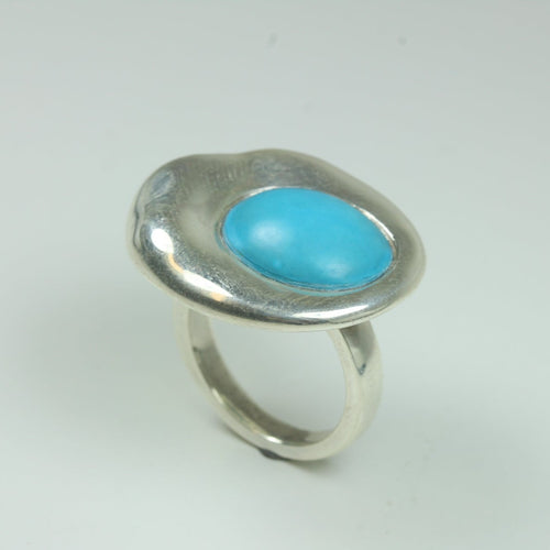 Natural Cut Turquoise and Sterling Silver Ring