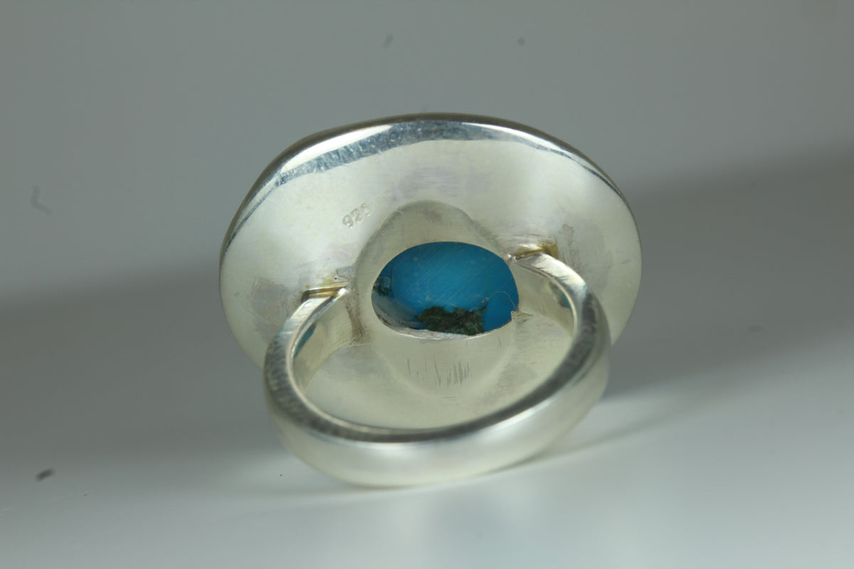 Natural Cut Turquoise and Sterling Silver Ring