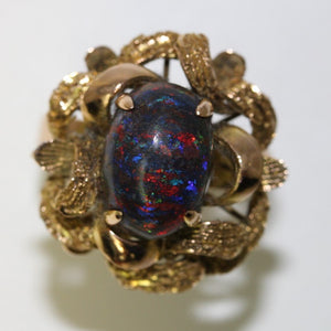 Vintage Black Matrix Opal Ring