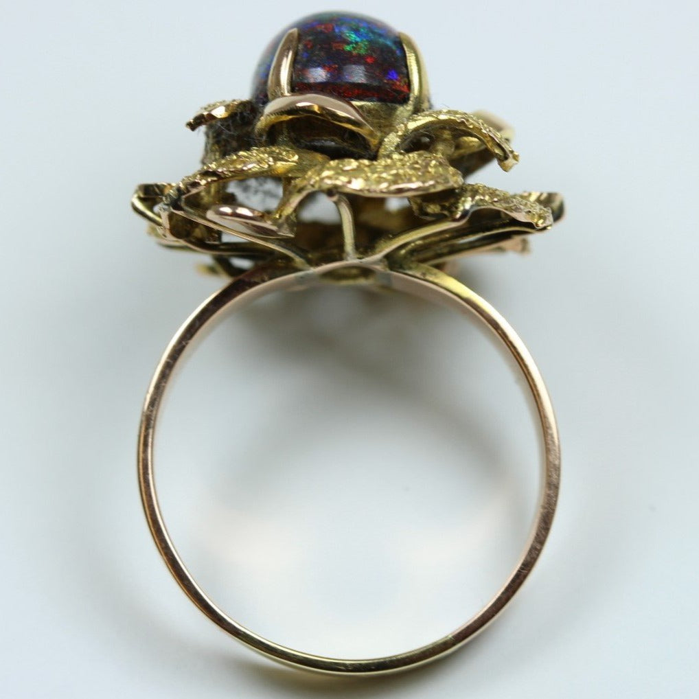 Vintage Black Matrix Opal Ring