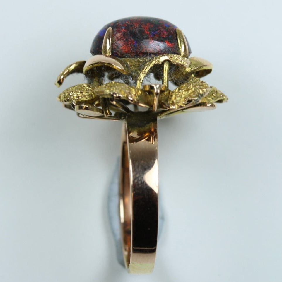 Vintage Black Matrix Opal Ring