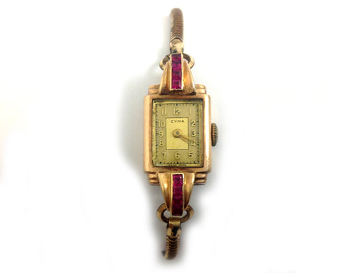 CYMA Wristwatch with Ruby in 9ct gold.