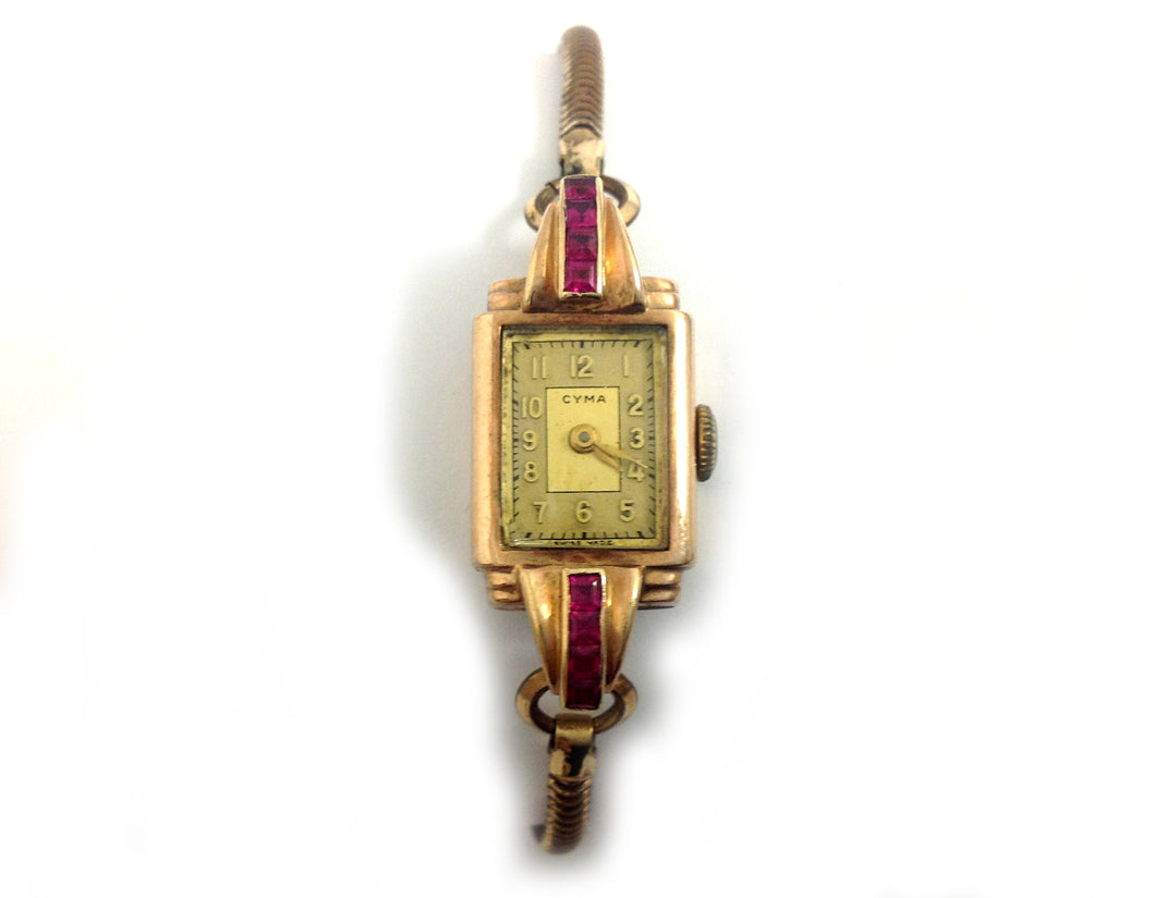 CYMA Wristwatch with Ruby in 9ct gold.