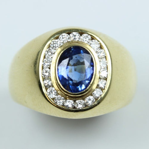 Retro 14ct Yellow Gold 1.24ct Sapphire and Diamond Ring