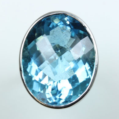 9ct White Gold 36.77ct Swiss Blue Topaz Cocktail Ring.