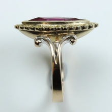 9ct Yellow Gold Synthetic Pink Sapphire and Yellow Diamond Cocktail Ring