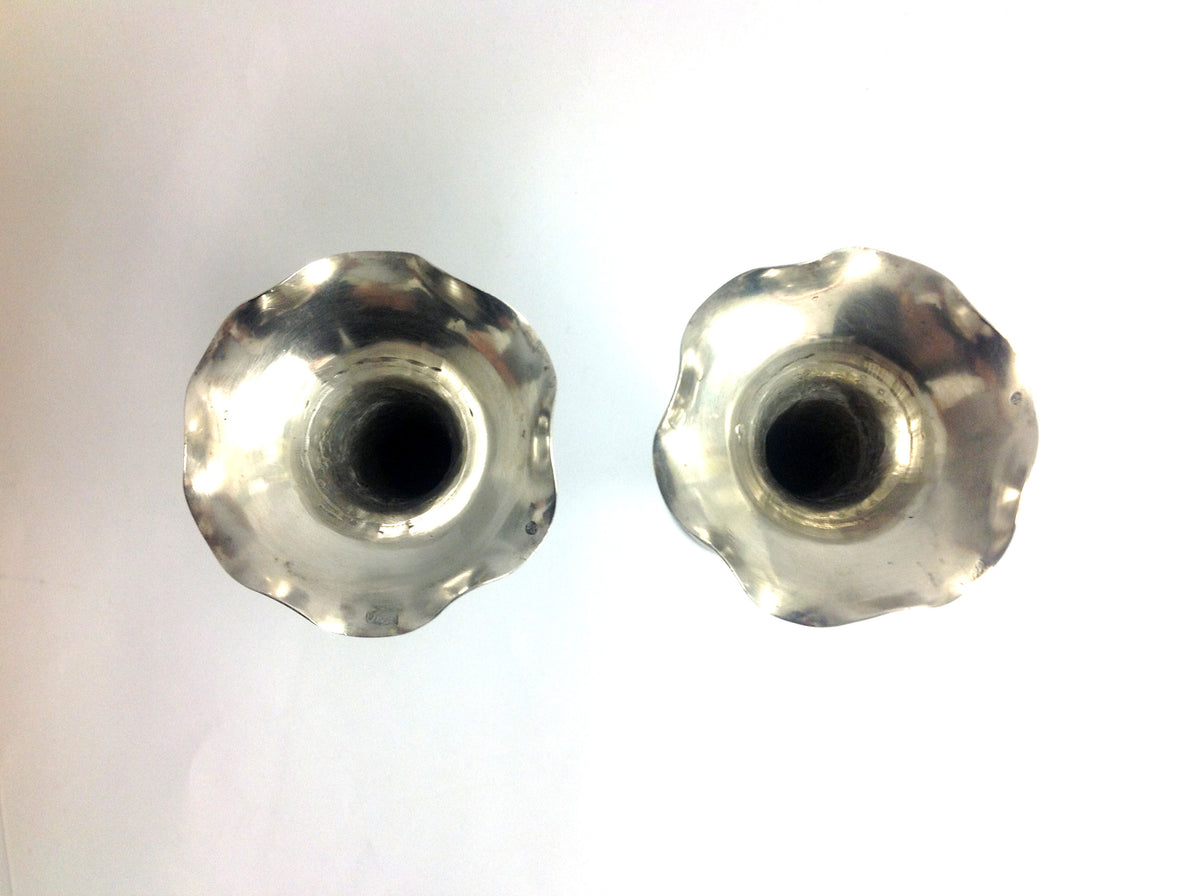 Pair of Silver Flute Vases
