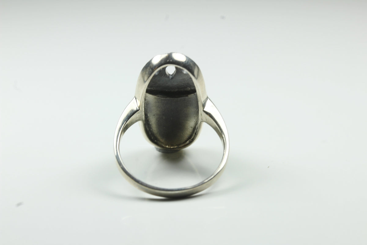 Sterling Silver Malachite and Marcasite Ring