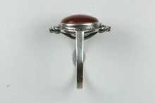 Sterling Silver Round Carnelian Marcasite Ring
