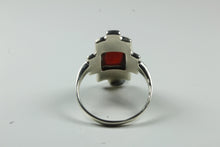 Sterling Silver Carnelian and Marcasite Shield Ring