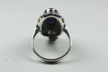 Sterling Silver Oval Lapis Lazuli Marcasite Ring