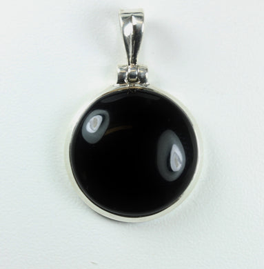 Natural Cut Onyx Cabochon Sterling Silver Pendant