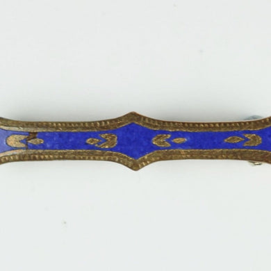 Vintage Blue Enamel Brass Tie Pin