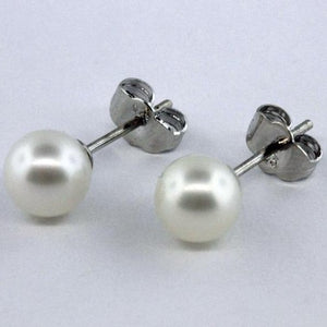 Sterling Silver White Cultured Pearl Stud Earrings