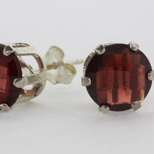 Sterling Silver Garnet Stud Earrings