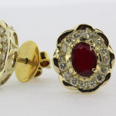 Natural Pigeon Blood Ruby and Diamond Earrings