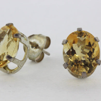 Sterling Silver Rounded Citrine Stud Earrings