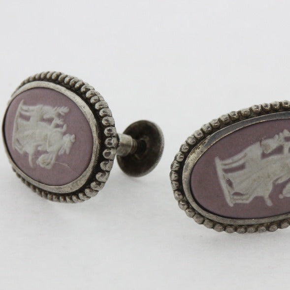 Sterling Silver Wedgwood Screw On Earrings