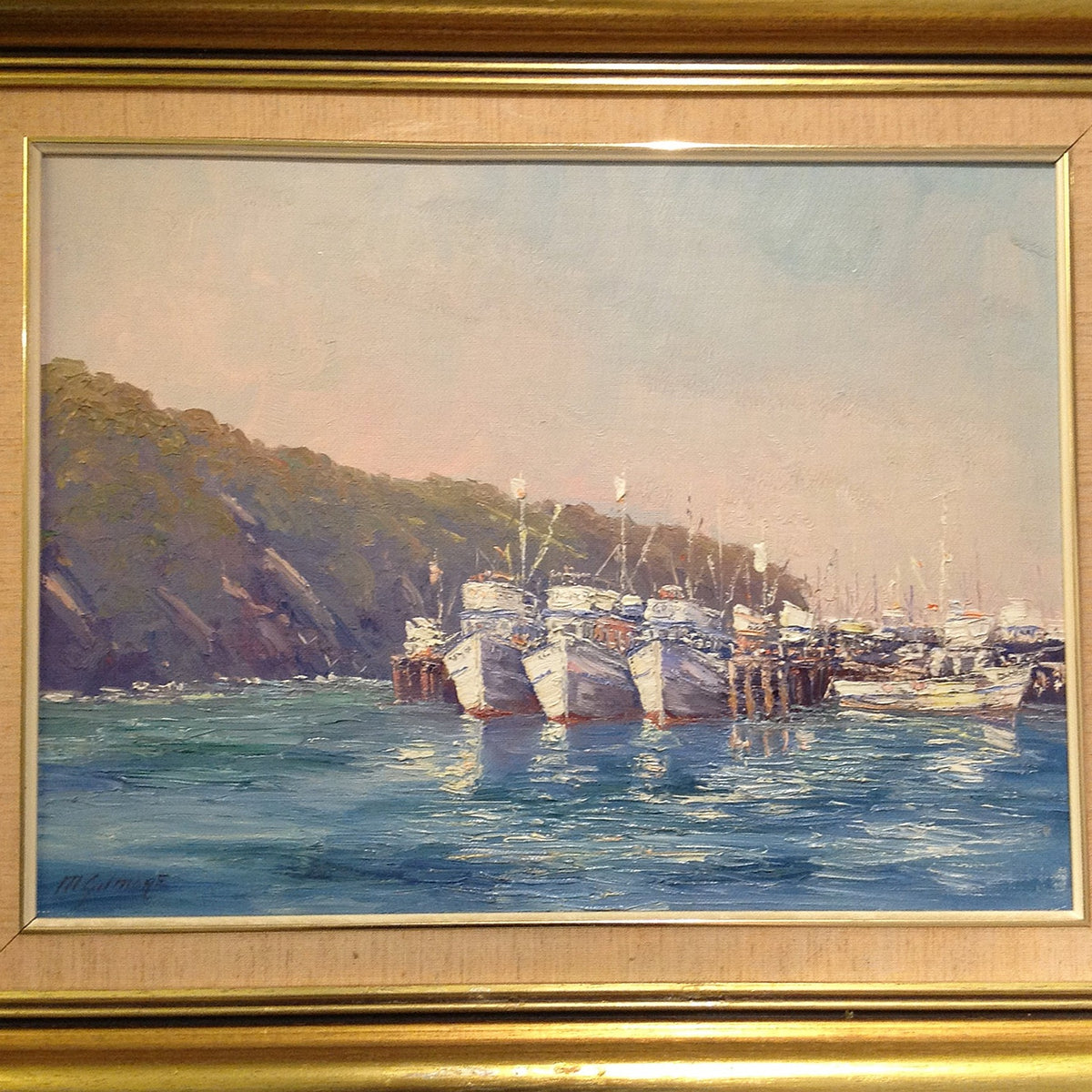 Antique Oil on Canvas "Ulladulla Harbour"  Mary Gilmore